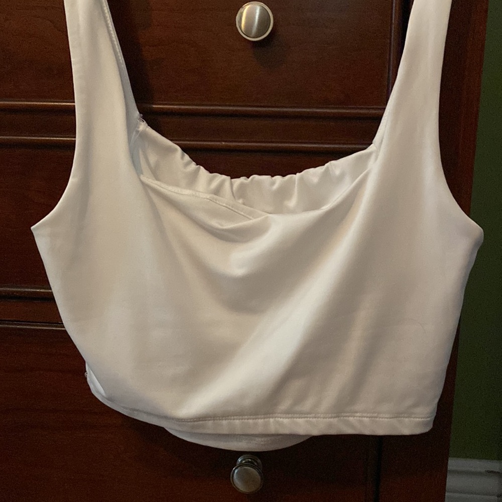White Ruched Bust Crop Top - Picture 6 of 6